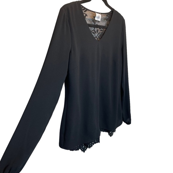 Cabi The Tempest Blouse Black Long Sleeve Lace Back & Hem Style 3331 XS - Picture 2 of 7